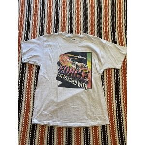 Vintage Castro Motor Oil Racing Shirt Double Sided Men’s Size XL Sport Race Car